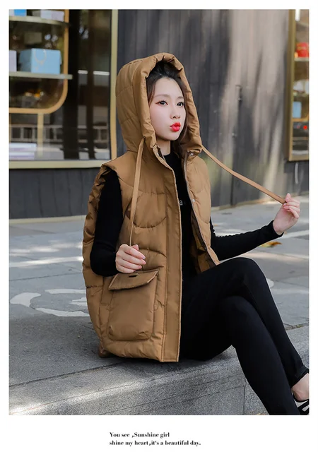 Chaleco Pelo Conejo Mujer Chaleco Largo Marru00f3n Medio Acolchado