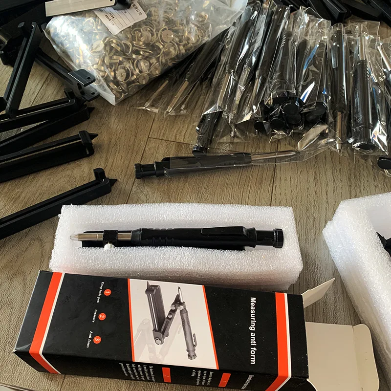 다기능 스크라이브 도구 건설 연필 깊은 구멍 연필이있는 알루미늄 합금 스크라이브 도구 DIY 목공 스크라이브 게이지