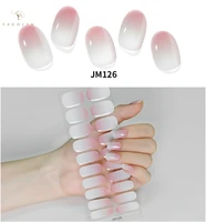 20Tips Nude Semi-Cured Gel Nail Patch Slider Waterproof Long Lasting Solid Color Full Cover Gel Nail Sticker UV Lamp Needed 1