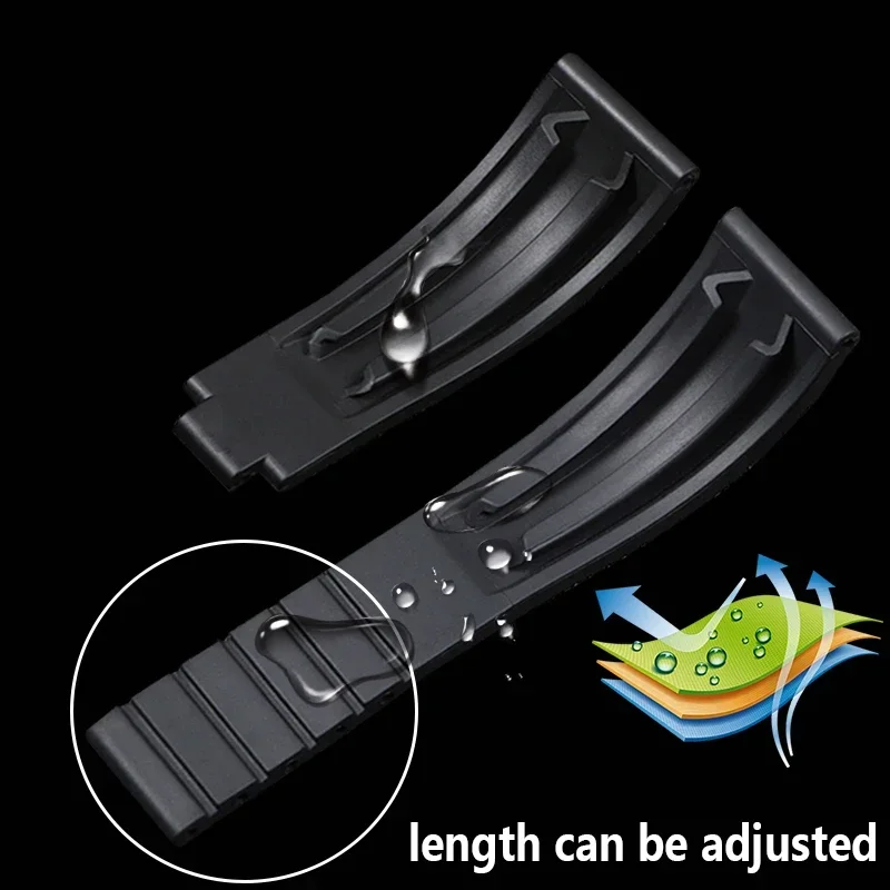 Premium Waterproof Silicone Rubber Watch Strap, Dust-Resistant Wristband Bracelet, 20mm/21mm