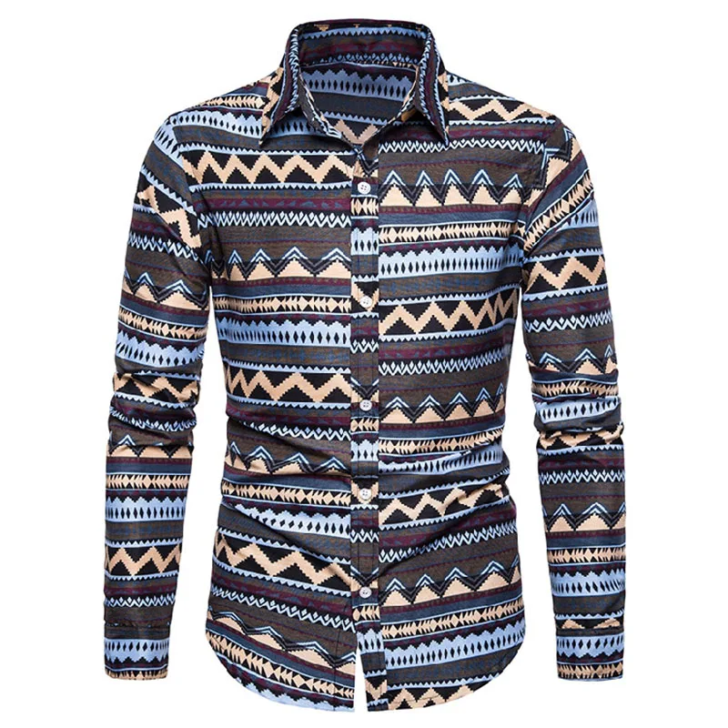 

Fashion Polka Dot Print Shirt Men 2023 Brand New African Ethnic Dress Shirt Mens Slim Fit Long Sleeve Shirts Camisas Hombre XXXL