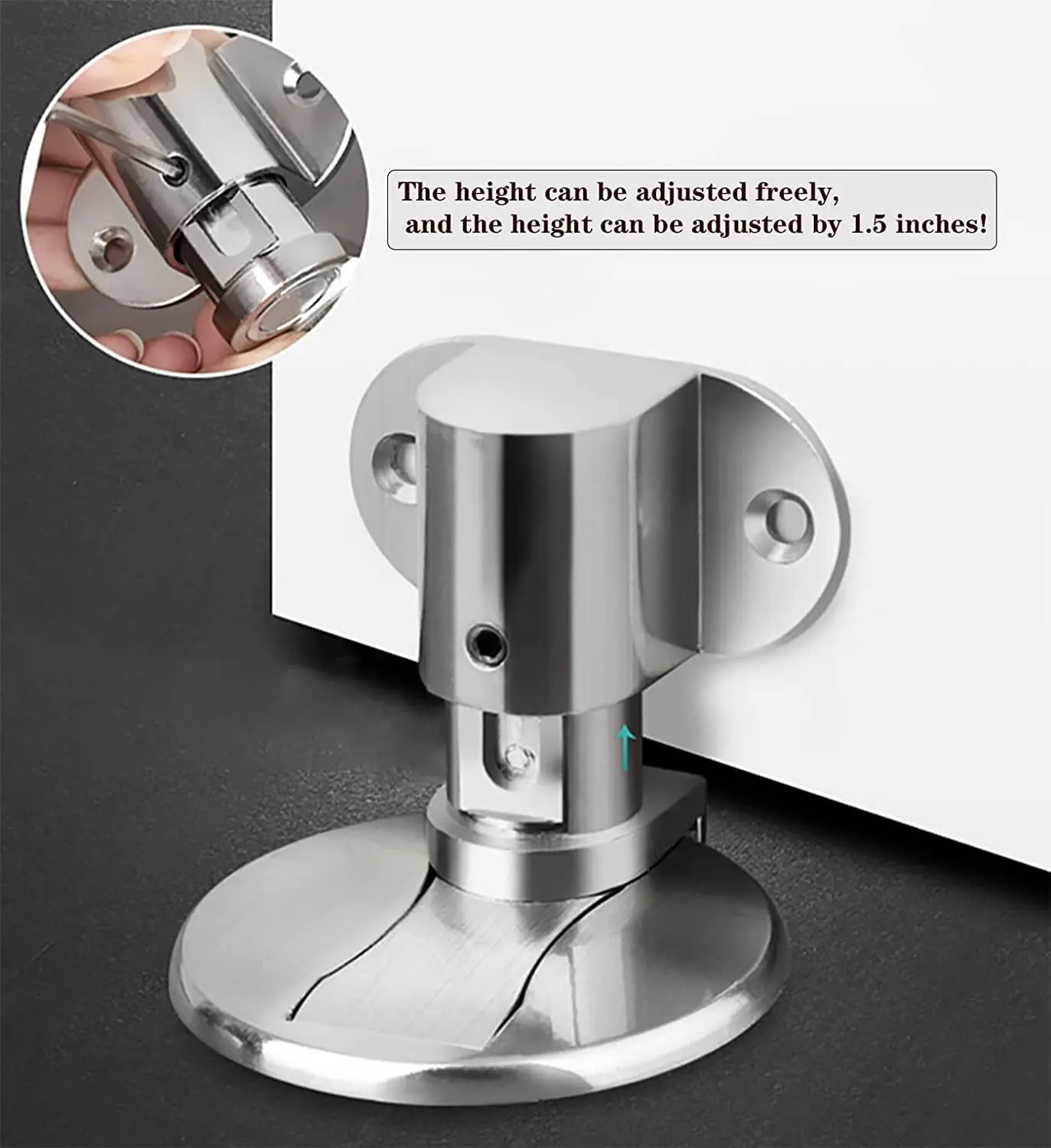 Door Stopper Adjustable Stainless Steel Door Stop Punch-free Strong Magnetic Anti-collision Invisible Bathroom Floor Stop