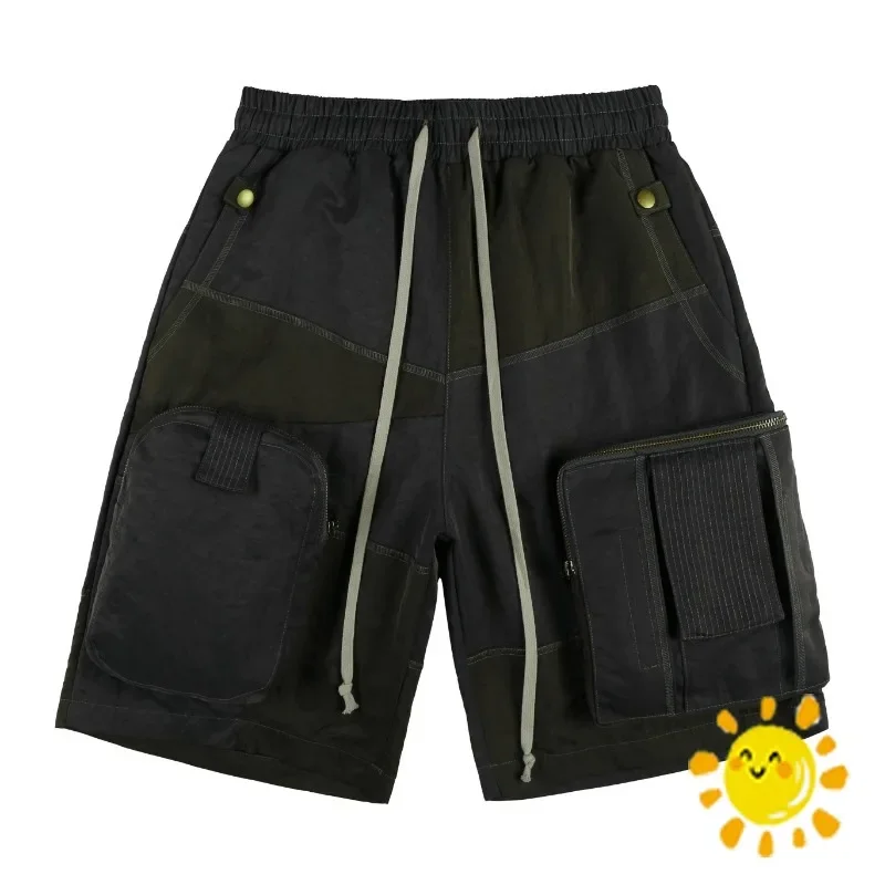 

Drawstring Patchwork Heavy Weight Multi Pocket Workwear Shorts Cargo Men Women Oversize Breeches