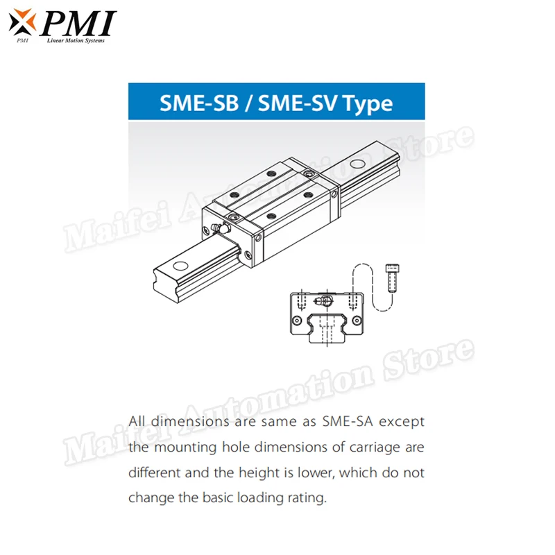 에코 솔벤트 프린터용 잉크젯 프린터용 UV 기계용 대만 PMI 선형 가이드웨이, SME20SB 블록, SME20SBSSFC, 100%