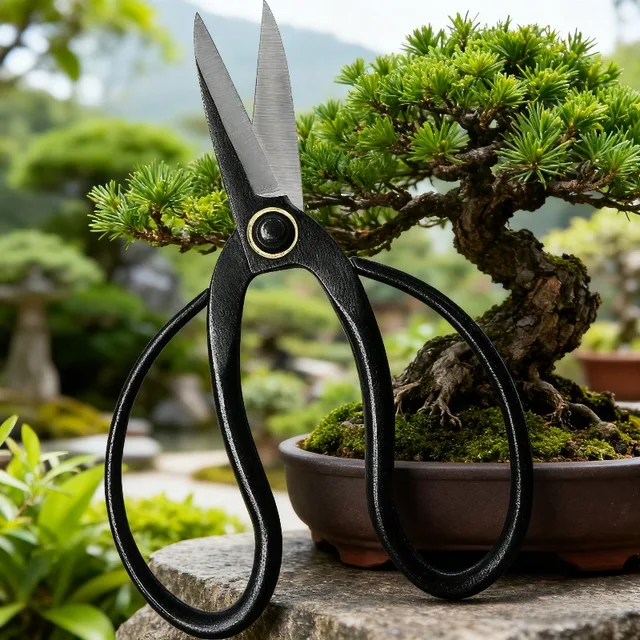 7.3-Inch Black Bonsai Scissors - Carbon Steel Home Gardening Pruners for Branch Pruning, Flower Arrangement & Plant Care 2