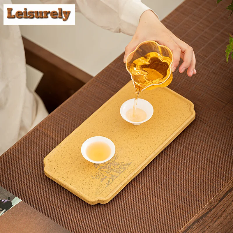 Purple Clay Raw Ore Section Mud Rectangle Tea Tray Snack Plate Coffee Storage Board Organizers Desk Dishes For Serving Tableware