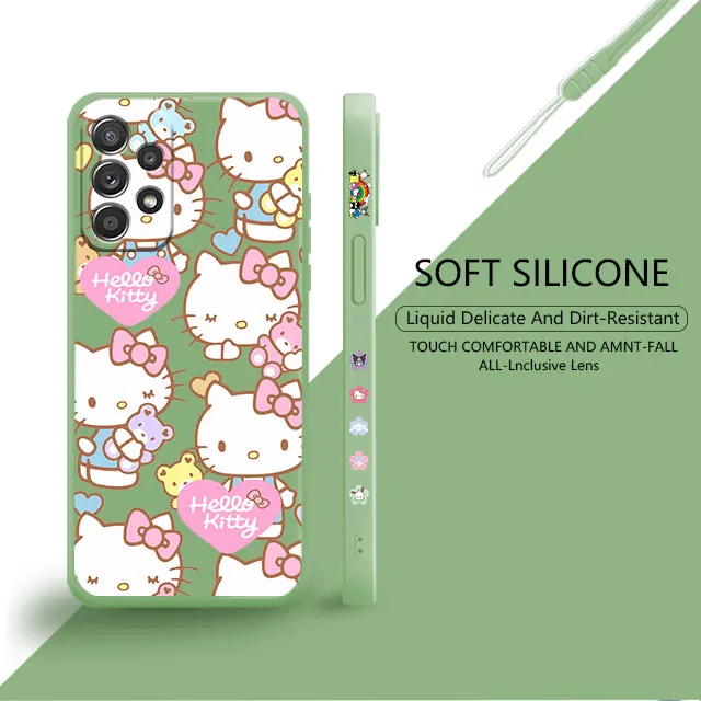 thumbnail image 1 of Hello Kitty Pink Love Holding Bear For Samsung Galaxy A73 A71 A72 A12 A21s A22 A23 A31 A32 A51 A52 A52s A53 A02s Liquid Case, 1 of 5