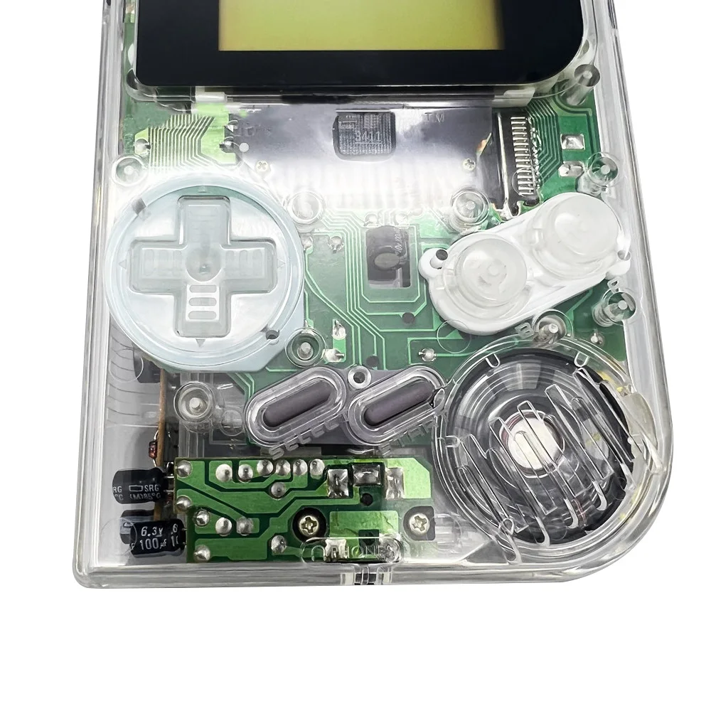 GameBoy GB DMG 용 매직 컬러 하우징 쉘 쉘 설치 액세서리 및 스티커가있는 유리 렌즈가없는 고품질 케이스