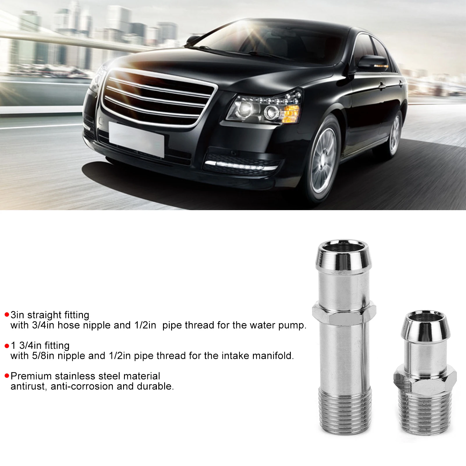 New 2Pcs Heater Hose Fittings Connector for 3/4in 5/8in Intake Auto Car Accessory Heater Hose Fitting Adapter
