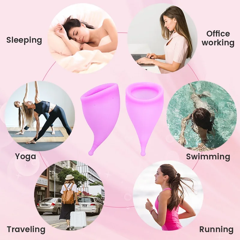 Mgaxyff Silicone Women Reusable Menstrual Cup Collector Safe Female Period  Lady Feminine Hygiene Cup,Silicone Menstrual Cup,Women Menstrual Cup