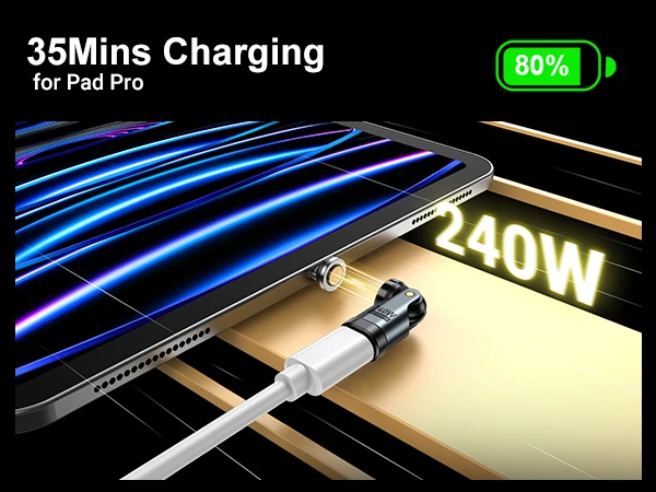 AUFU 240W Magnetic Type-c OTG Adapter 9Pin USB C to Type C 5A Fast Charging USB C Female OTG Converter for iPhon Macbook Samsung