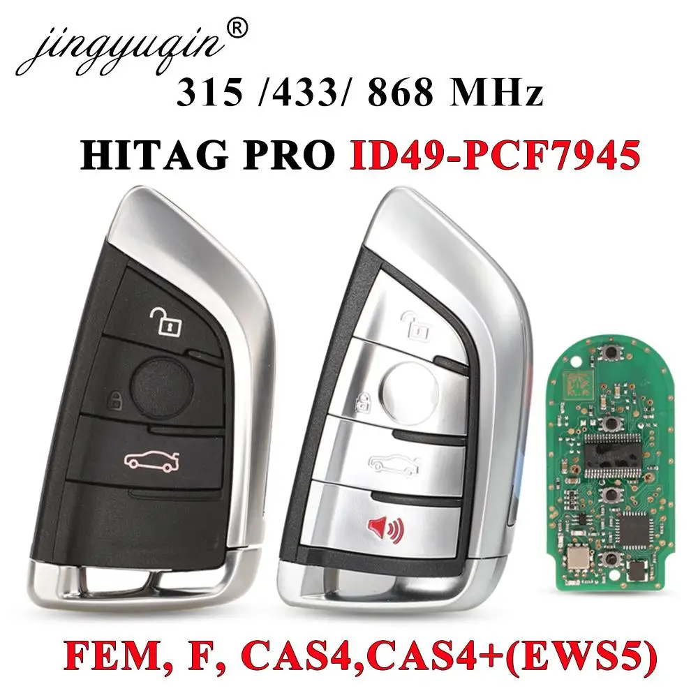 jingyuqin Smart 3/4 Button 315 /433 /868MHZ pcf7945P Remote Key Keyless Entry fob for BMW F FEM CAS4 EWS5 5 7 Series X5 X6 2014+