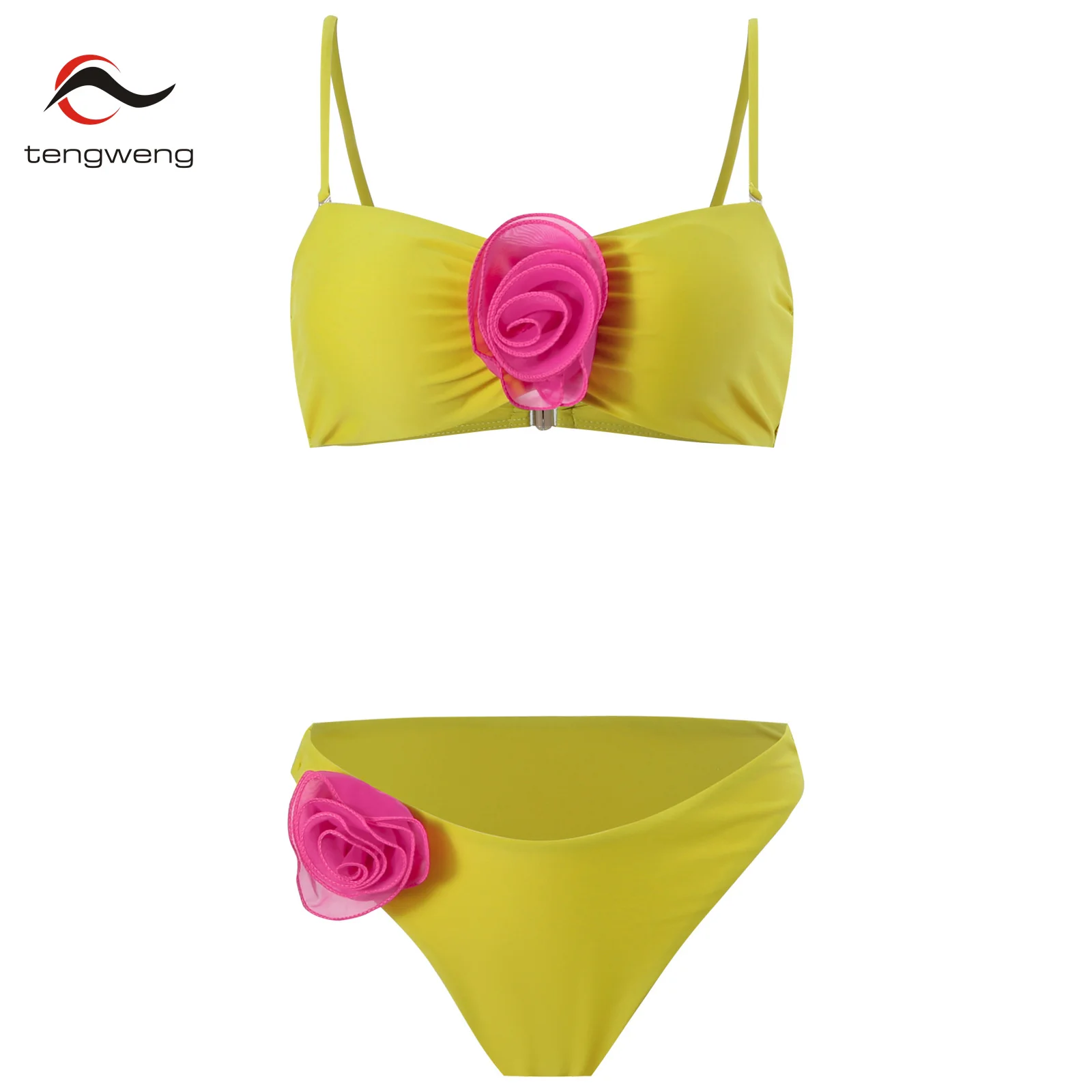 

Купальники Tengweng 2024, женский сексуальный комплект бикини пуш-ап с 3D цветами, бразильский винтажный купальник из двух предметов, пляжная одежда для девушек, купальный костюм
