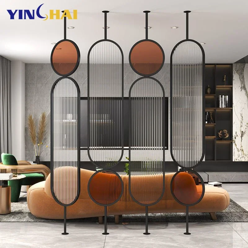 Laser Cutting Floor To Ceiling Marble Glass Room Divider Screen Nordic Modern Interior Partitions