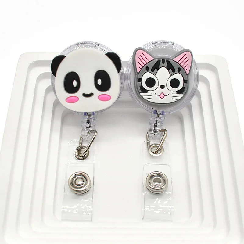 Badge Holder 1 Piece Cartoon Animals Giraffe Koala Retractable Nurse Doctor Badge Reel Clips Hospital Medical Students ID Name Card Holder