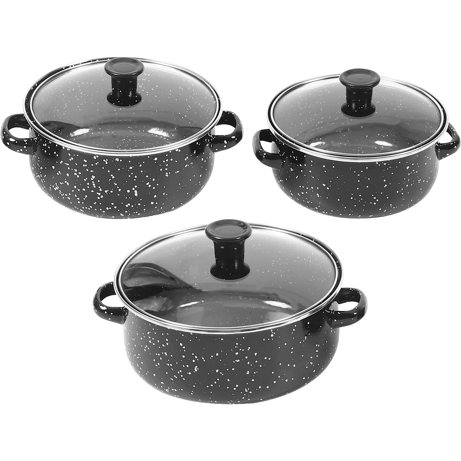 

1set/3pcs Soup Pot Frying Pan Hot Pot Saucepan Stockpot Enamel Cook Stock Pot Instant Noodle Pot With Lid Kitchen Cook Cookware