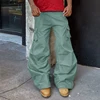 INCERUN Summer Men Wide Leg Pants Fashion Cargo Pants Solid Pocket Pleated Long Trousers Oversized Pantalons Men's Clothing 1