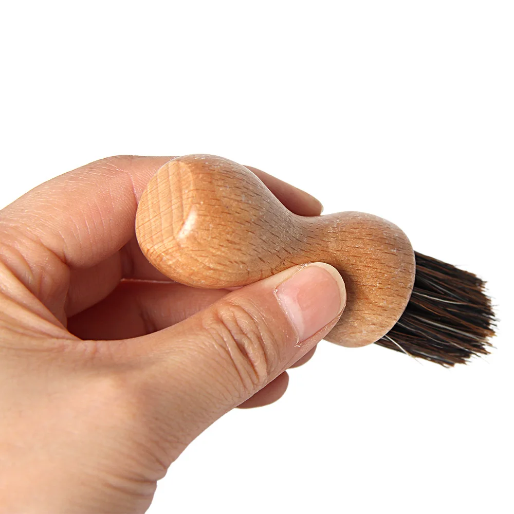 Horse Hair Oiling Brush Portable Soft Fur Leather Shoe Care Wooden Handle Brush Dust Removal Polishing Multifunction Shoe Brush 4
