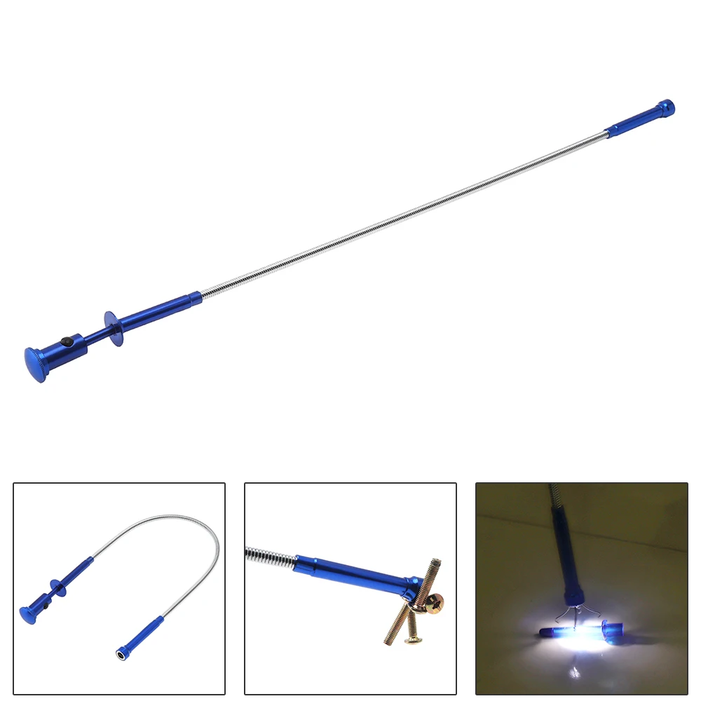 Pick-up Tool 4 Claws with Bright LED Light Flexible Spring Magnet Grab Grabber Finger Prongs for Garbage Pick Up Arm Extension