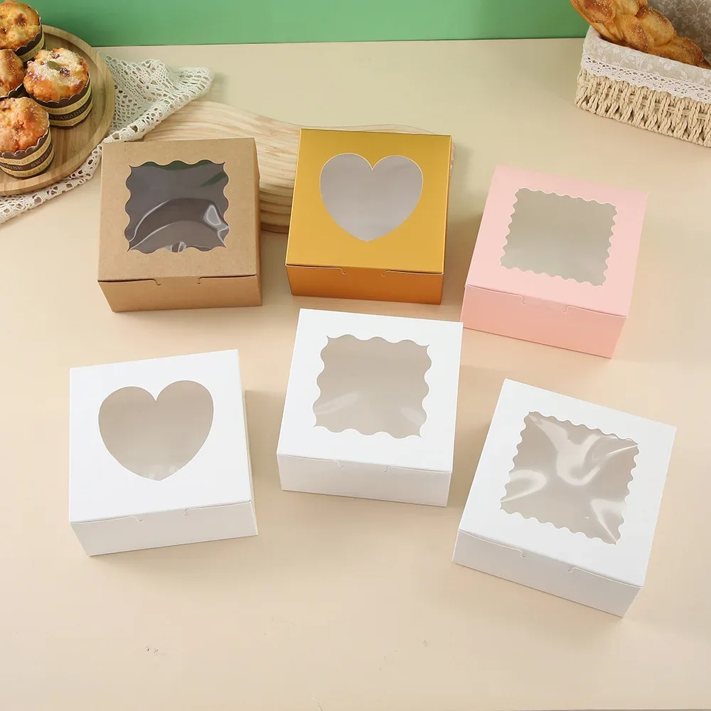 

20pcs Baking Cake Box With PVC Window Birthday Wedding Party Cake Boxes And Packaging DIY Dessert Package 6inch