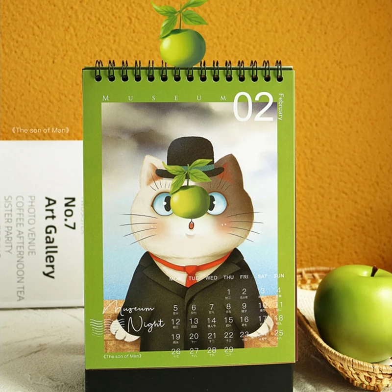 

1 PCS Kitten 2024 Desk Calendar Museum Cat Night Creative Ins Decorative Calendar