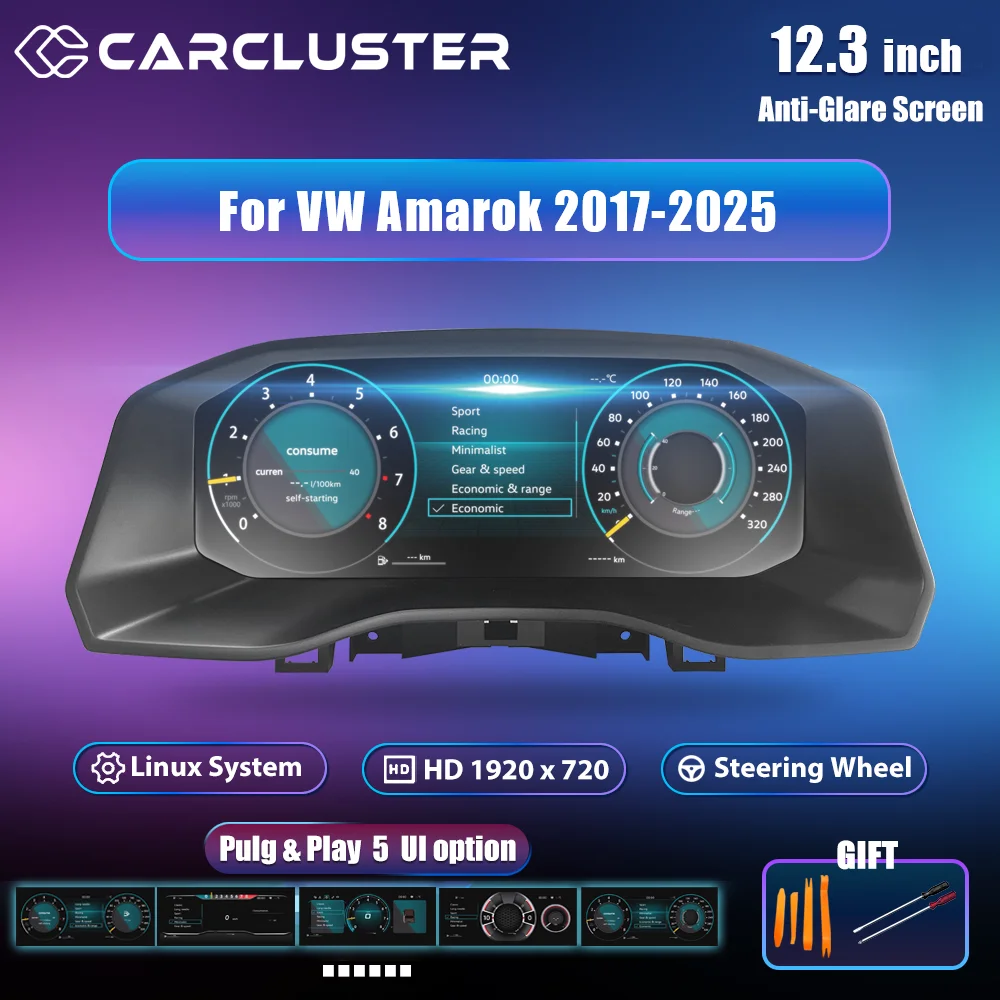 Carcluster-clúster Digital LCD de 12,3 pulgadas para VW Amarok, tablero Digital de 2017-2025 años, cabina de panel de instrumentos para automóvil 1