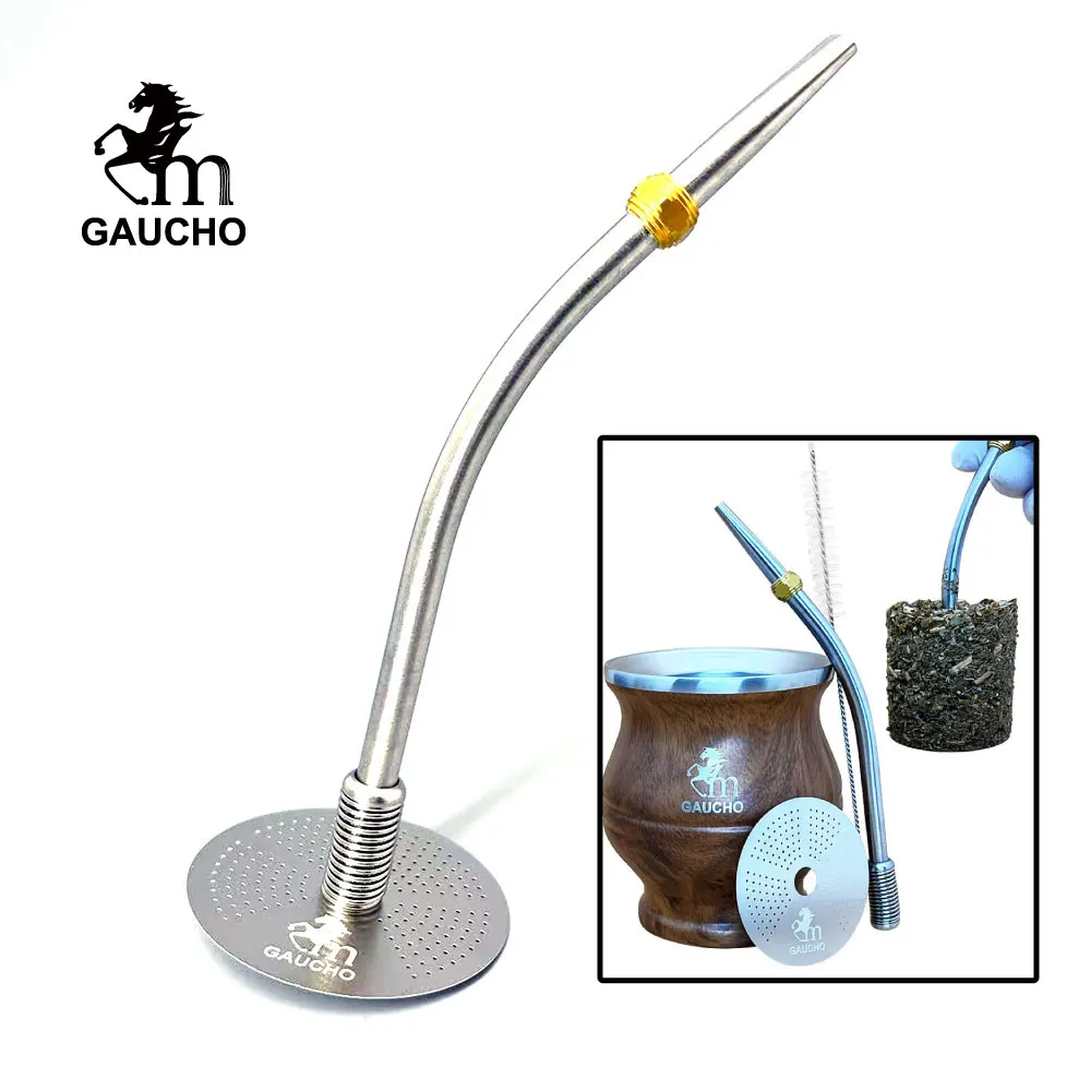 1 PC/Lot  Gaucho Yerba Mate Bombilla Straw With Stainless Filter Disk Separator Which Can Remove Tea Dregs One Time Easy Clean