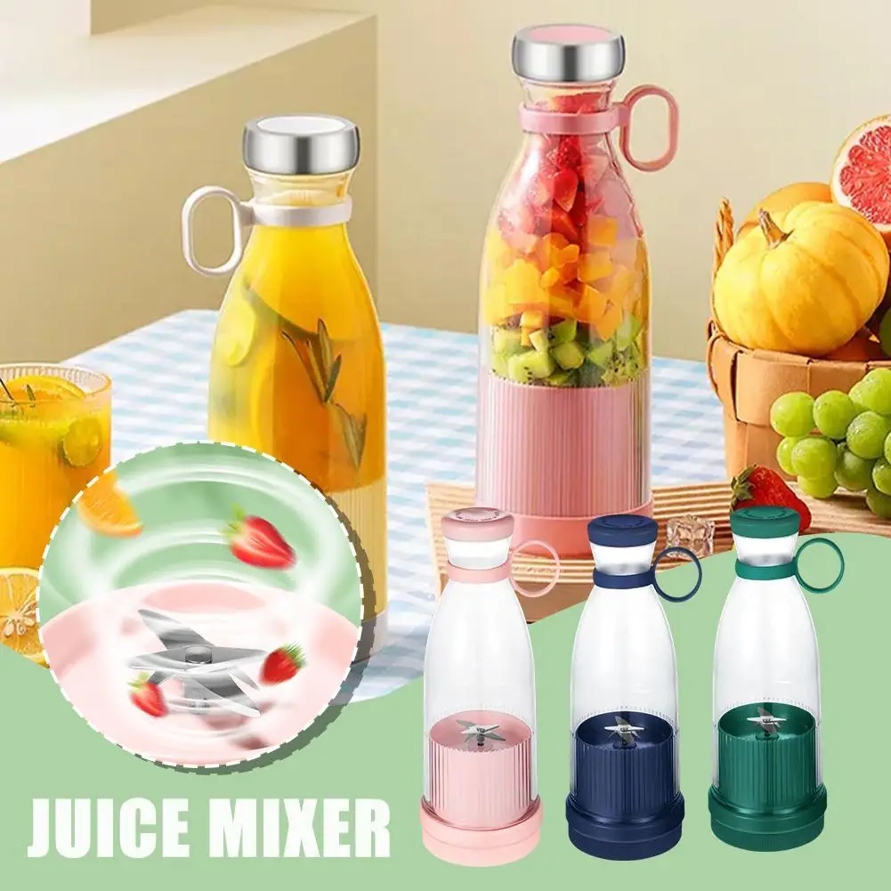 Fresh Juice Bottle Blender Plus 500ml Blender Wireless Fruit Mixers 6  Blades 2400mAh Food Milkshake Smoothie Ice Crush Cup - AliExpress