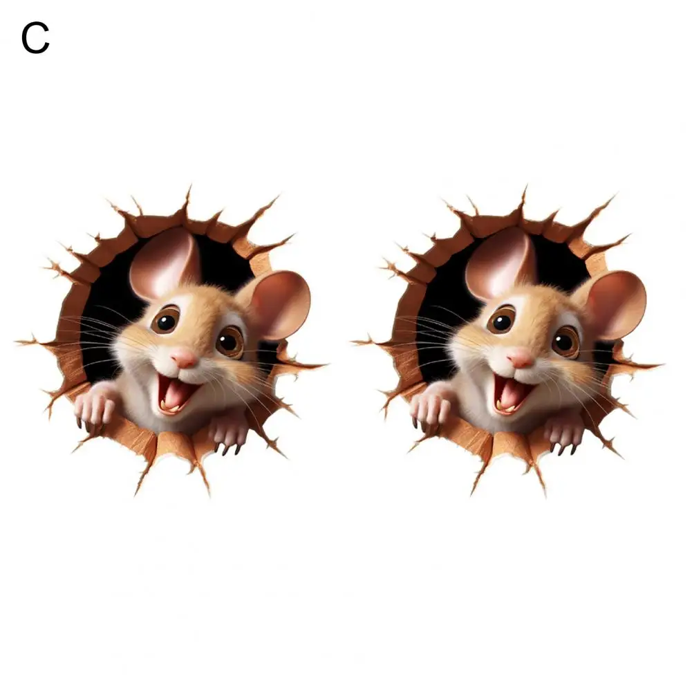 

Pvc Wall Decal Creative 3d Cartoon Mouse Cat Wall Stickers for Children's Room Decoration Self-adhesive Removable Waterproof Pvc