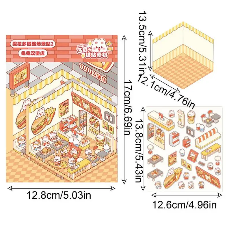 Make Your Own Scene Stickers Funny 3D Effect Sticker Safe Books Decoration Art Craft Supplies Cartoon House Decals Reusable Diar