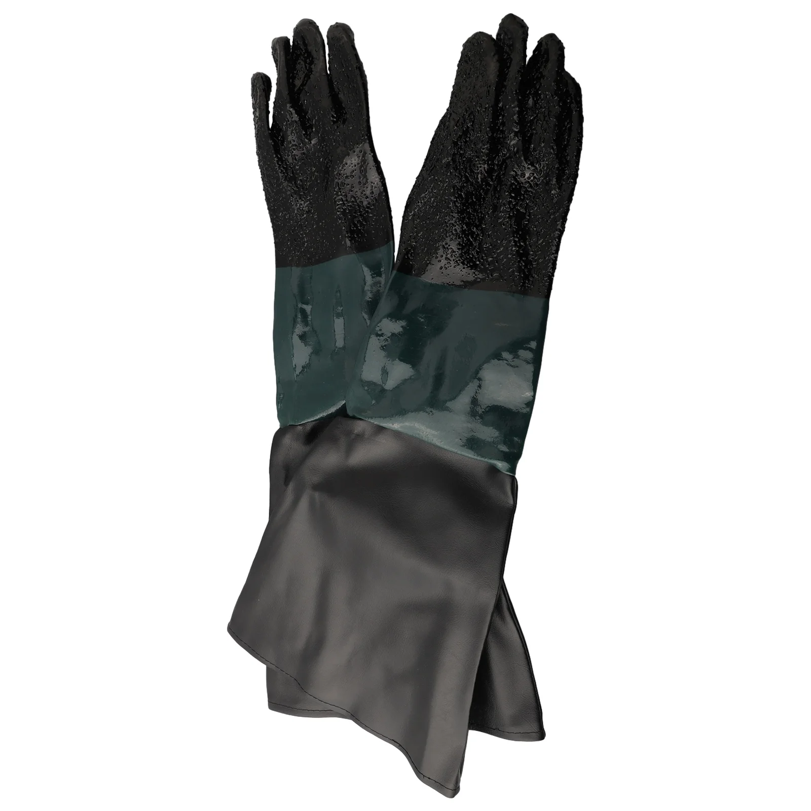 

Sandblasting Gloves Sand Blasting Glove 1 Pair 65cm Length For Heavy-Duty Sandblasting Green + Black PVC+Cotton