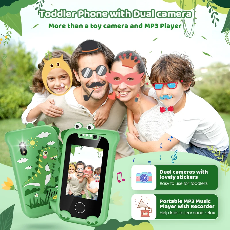 Kids Smart Toy Phone Toddler Touchscreen Game Phone MP3 Music Player with Dual Camera for Girl Boy Christmas Birthday Gifts 5