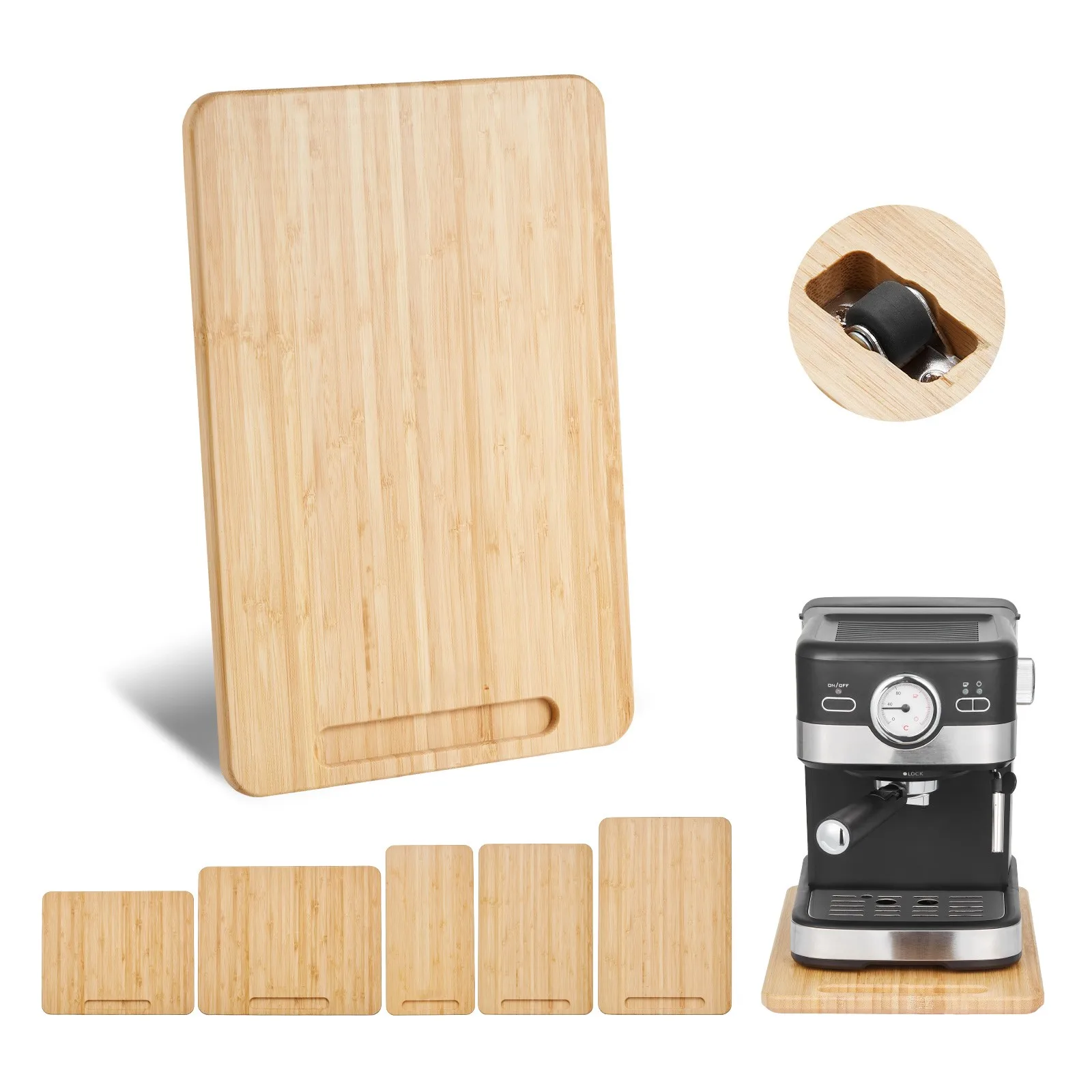 SucceBuy Muti-Size Kitchen Appliance Sliding Tray with Silent Wheels Below Cabinet Appliance Rolling Tray for Coffee