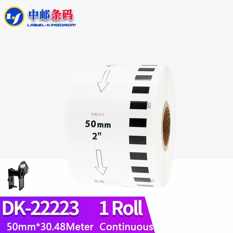 

1Refill Roll Generic DK-22223 Label 50mm*30.48M Continuous Compatible for Brother Thermal Printer White Color DK-2223 DK22223