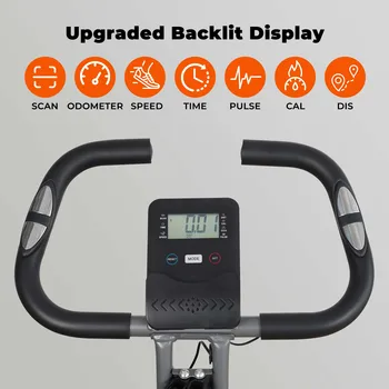 Exercise Bike Folding Exercise Bike with Pulse Sensor LCD Monitor Recumbent Exercise Bike with Arm Resistance Bands Indoor 4