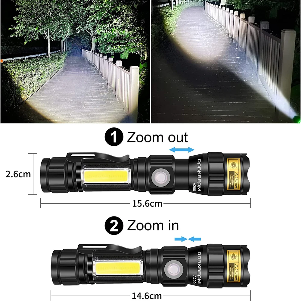 UV Light & Strong Light Flashlight USB Rechargeable Camping Lantern Pets Urine Stains Black Led Ultraviolet Torch