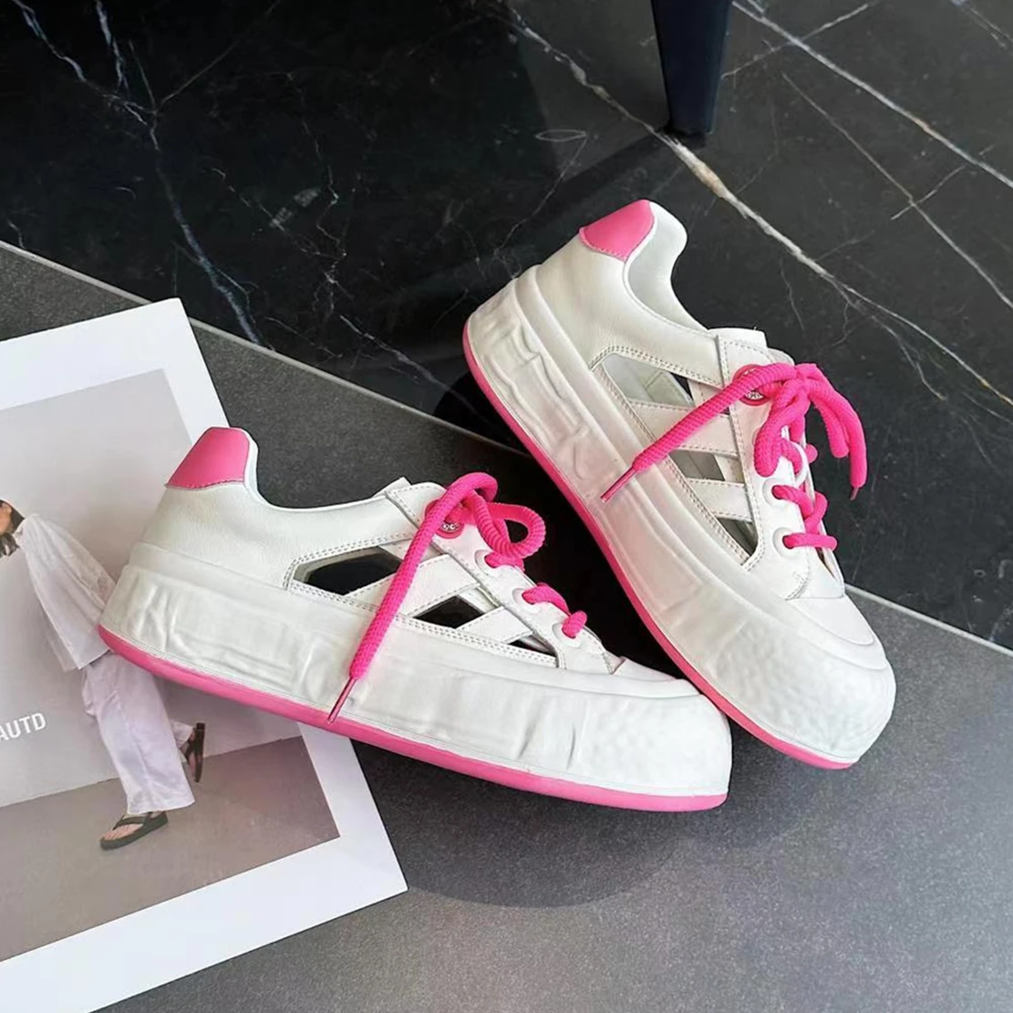 

Jenny&Dave Spring Shoes Women And Summer New Women's Vulcanized Shoes Hit Color Fashion Leather Comfortable Sneaker