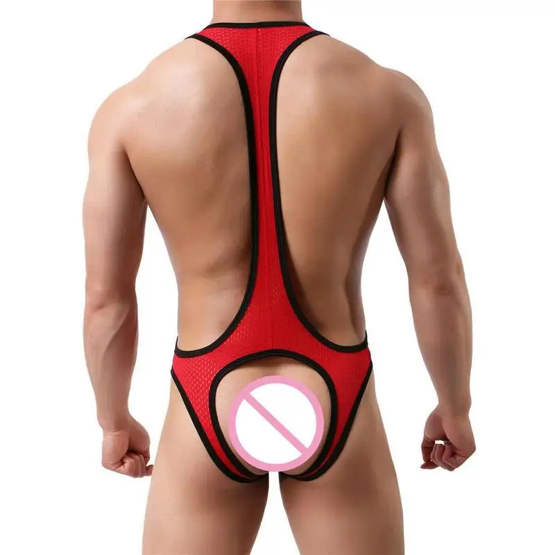 Mens Undershirts Jockstrap Leotard Mesh Jumpsuits Wrestling Singlet One-piece Bodysuits Backless Gay Underwear Teddies men underwear men undershirt men wrestling singlet
