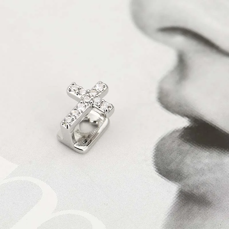 Stainless Steel Zircon Cross Teeth Caps for Women Men Punk Hip Hop