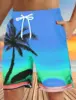 Hawaiian Coconut Tree Beach Shorts 3D Printing Summer Men's Casual Swimming Short High Elastic Quick Drying Pants Sport Pant 4