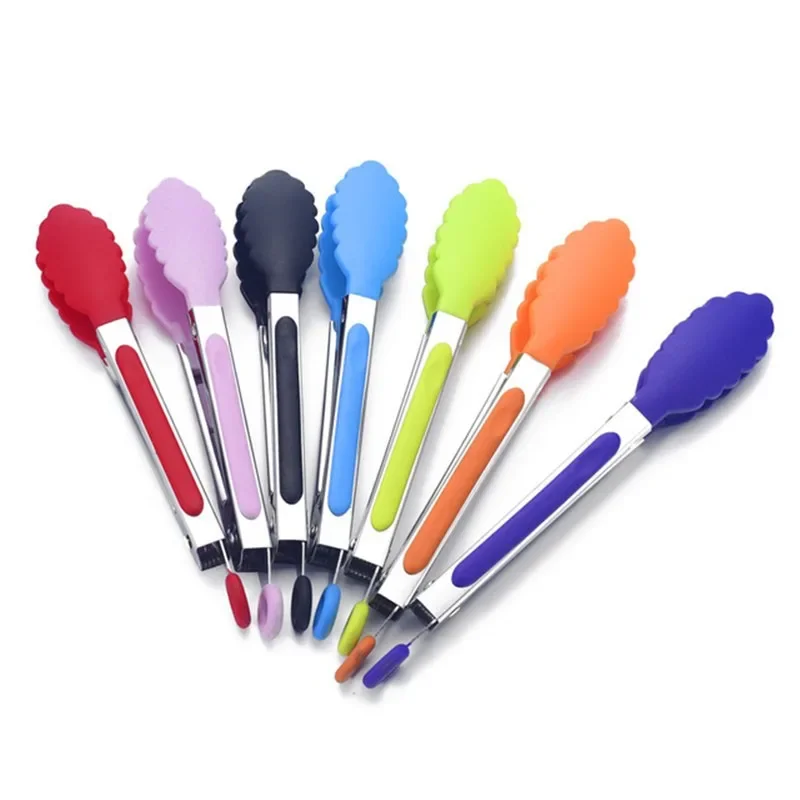 Ao Inoxidavel Non-skid Silicone Food Pliers Cooking Clamps Barbecue Clamps Salad Tools Barbecue Acessorios Kitchen Pliers food tongs