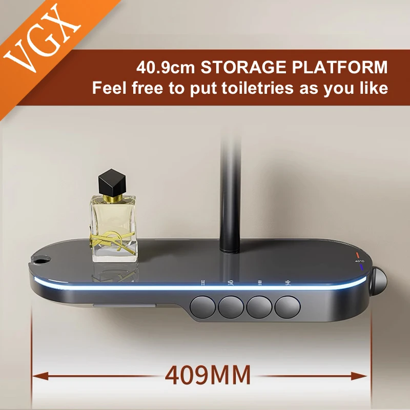 VGX Thermostatic Shower System Intelligent Digital Bathroom Shower Faucet Set Temperature Display Bathroom Bidet Set