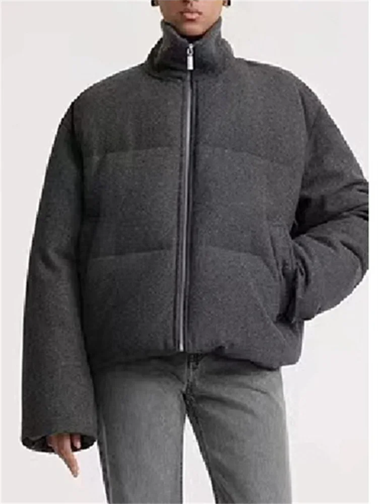 

Women Jacket Solid Color Zipper Pockets 2023 Winter New Casual Short Coat