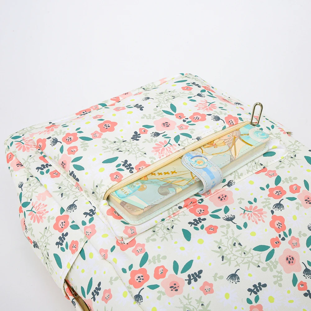 3Pcs Floral Backpack Set Teenagers Book Bag with Lunch Bag & Pen Case School Bookbag Set Large Capacity Travel Daypack 4