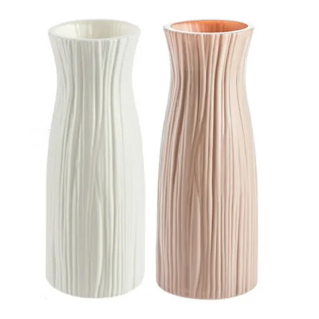 Plastic Flower Vase White Pink Imitation Ceramic Flower Desktop Ornament Home Decor Office Wedding Environment Basket Vase 5