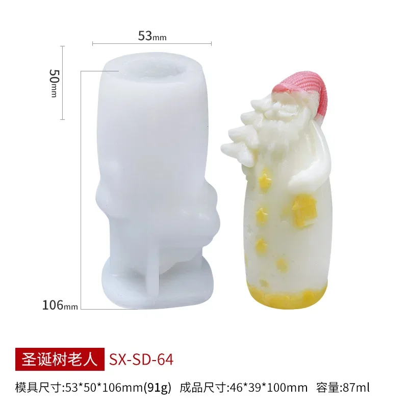 Moule en résine du Père Noël - Moule en silicone pour la bougies | Moules 3D mignons en Silicone noël, moule bougie fait à la main, moule en Silicone noël, cire Wontool