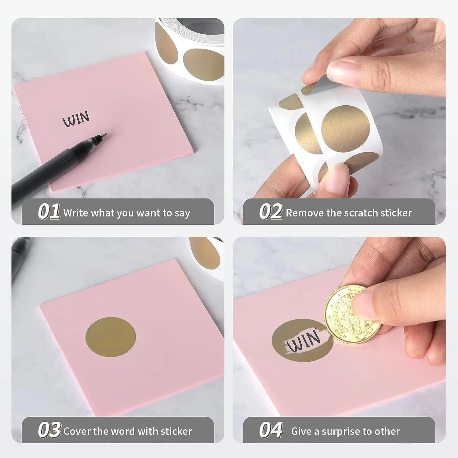 300pcs 2.5cm Round Scratch Off Stickers Self Adhesive Labels for DIY Reward Card Raffle Ticket Gender Reveal Reward Party Favor