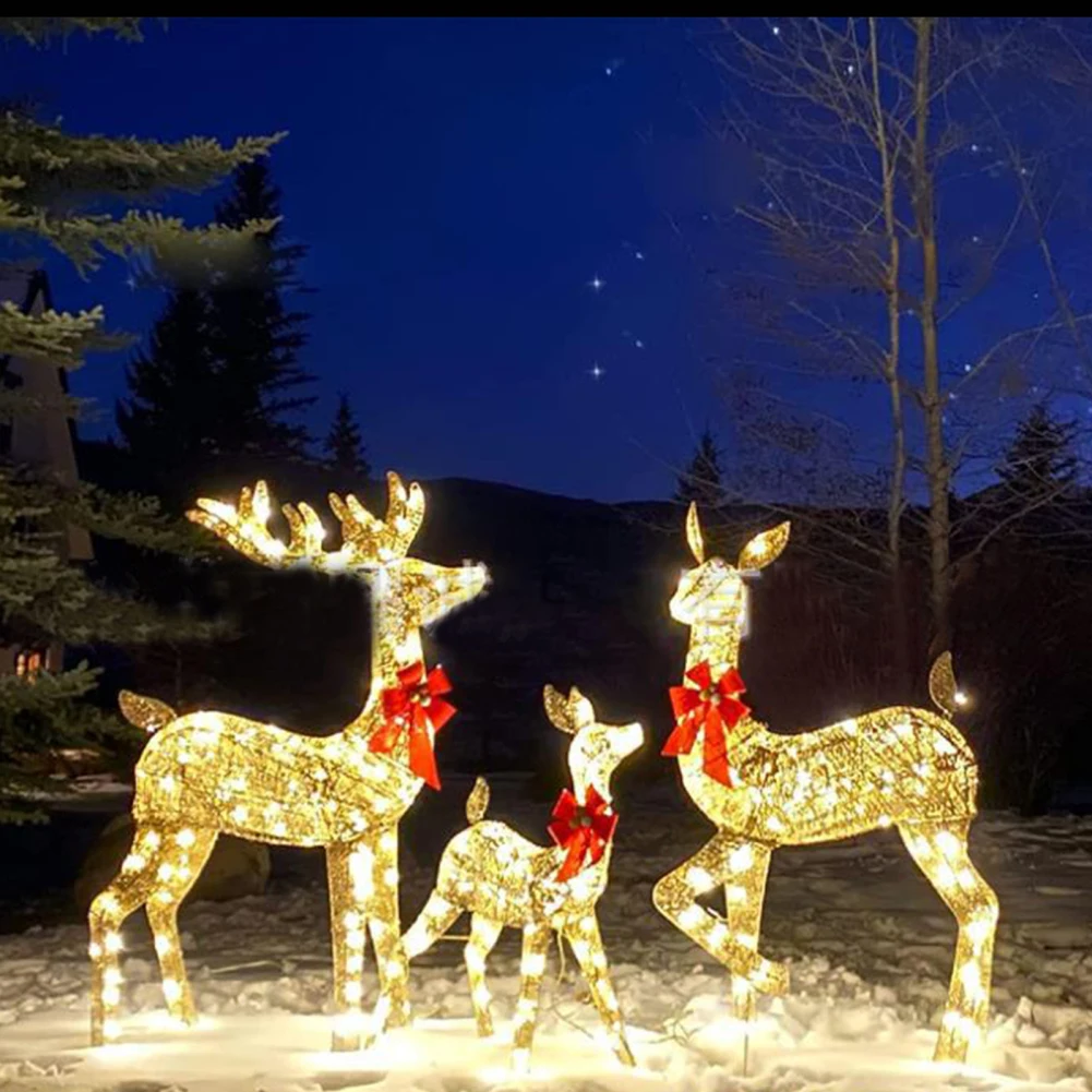 

SWEETHOME набор семейных оленей с подсветкой из 3 предметов, развлекательные олени для дома, улицы, двора, лужайки, Рождественское украшение
