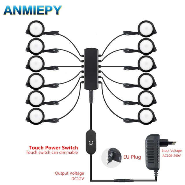 LED ภายใต้ตู้โคมไฟ DC12V 3W 5W สีดํารอบตู้เสื้อผ้าแสงตู้ไฟในร่มสําหรับภายใต้ตู้ครัวบ้าน 1