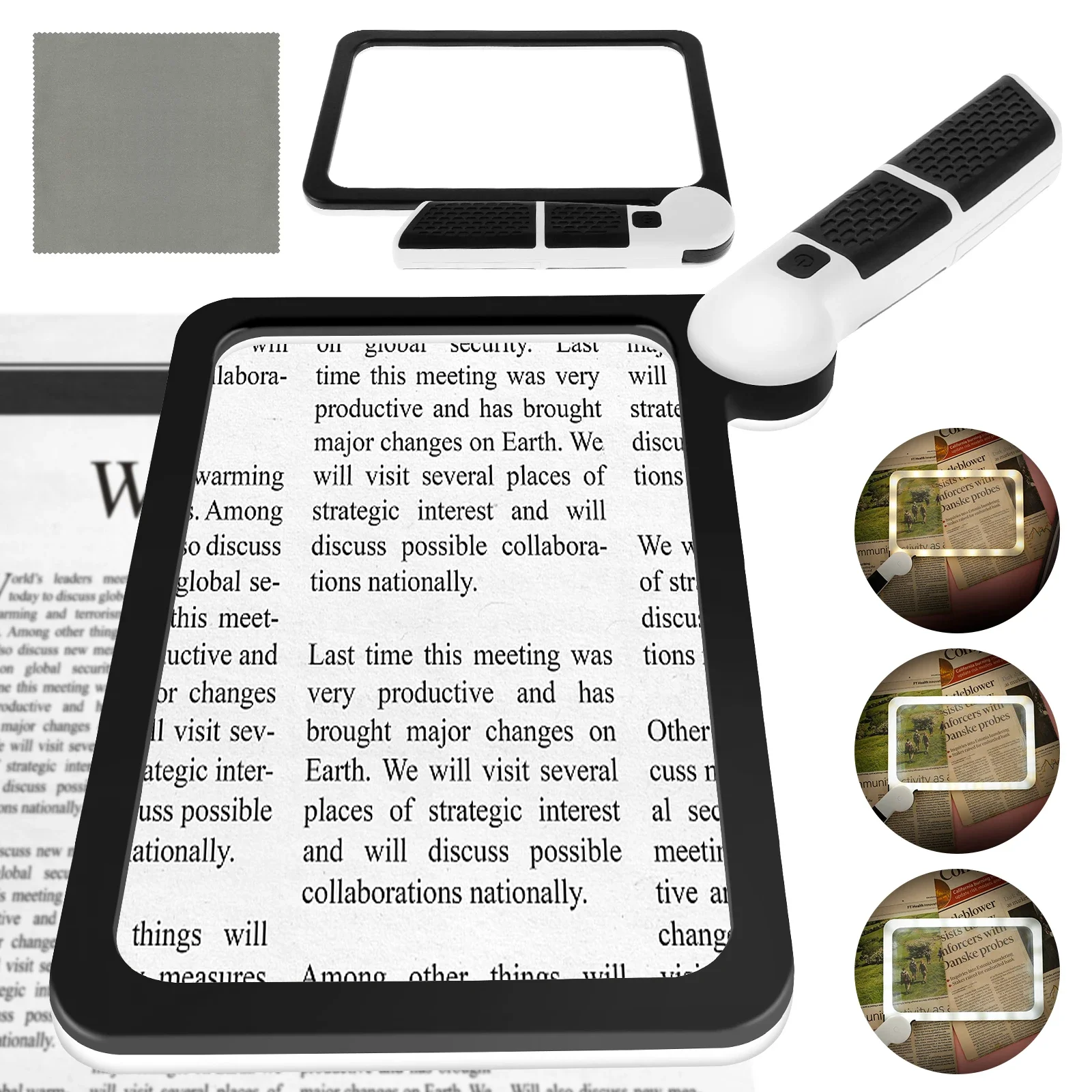 5X Magnifying Glass 48 LED Light Anti-Glare Lens Lightweight Full Page Reading Magnifier for Seniors Macular Low Vision magnifying glass lamp